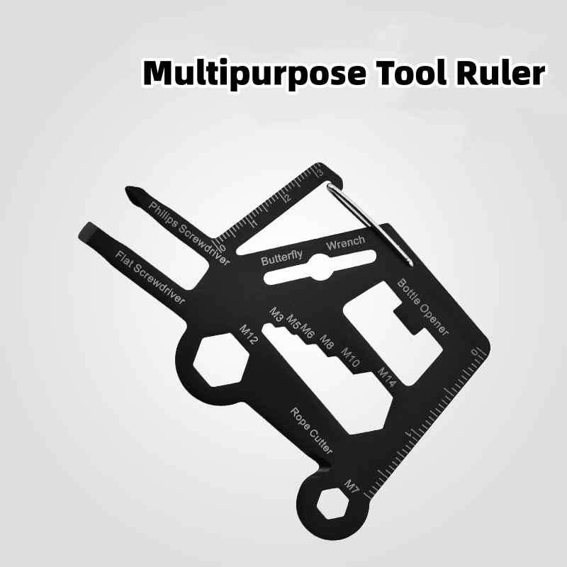 Multi-Purpose Stainless Steel Tool Card, Versatile Camping & Hiking Survival Aid