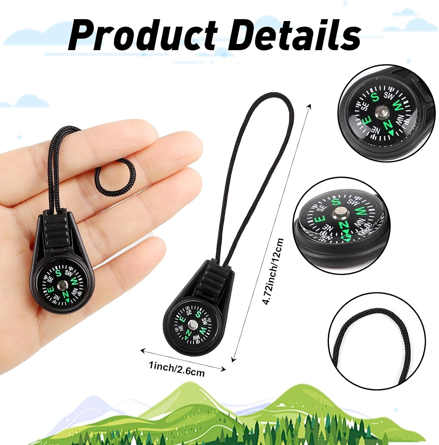 36 Pack Mini Survival Compass Bulk Multicolor Kids Scout Camp Hiking Party Favor