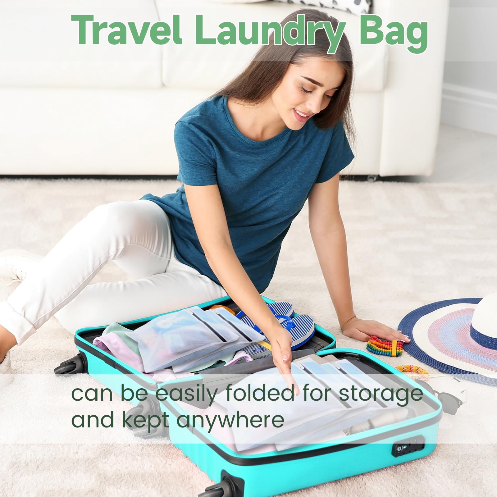 Laundry Bags Mesh Wash Bags, Durable Delicate Bag for 4 Large, white