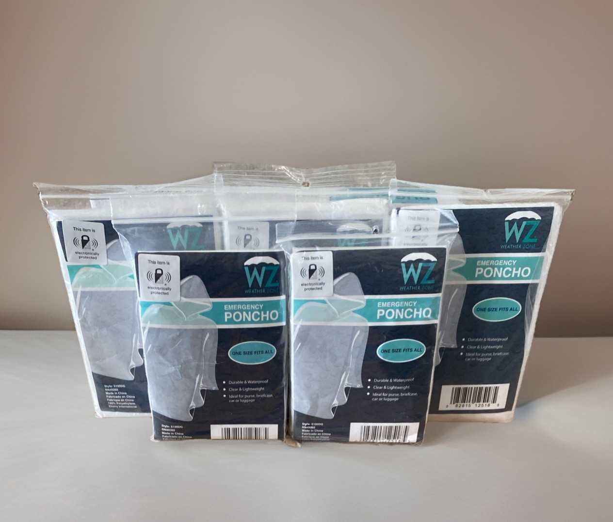 Lot Of 5 WZ Weather Zone Emergency PONCHO Waterproof Clear Lightweight One Size