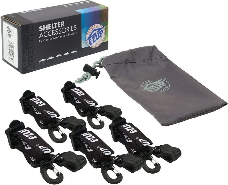 5 E-Z UP Canopy Hanging Clips Set of 5 Black Tent Hanging Clips Max length 15″ 5