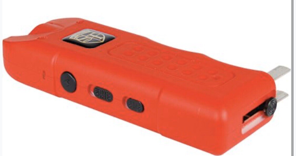 Rechargeable LED Flashlight Electric Shock Stun Gun Women Self Defense SIREN RED
