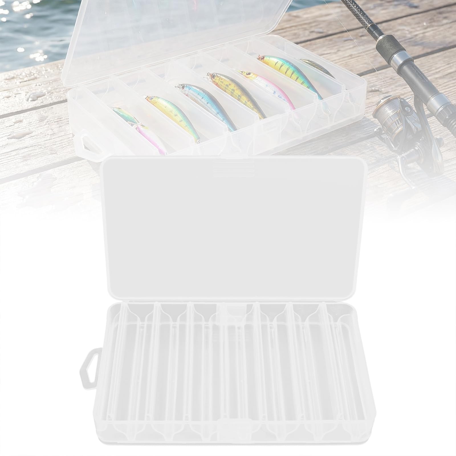 OriGlam Fishing Lure Box Tackle Storage Trays – Double Side 14 Clear