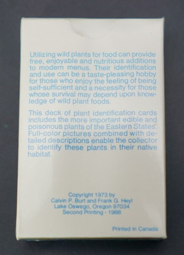 Edible & Poisonous Plant Reference Card Deck for Eastern United States, NOS