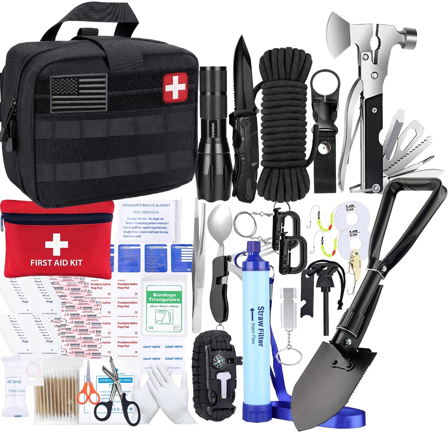 Survival Kit Camping First Aid Emergency Bugout Bag Tactical Gear Accessories Mo
