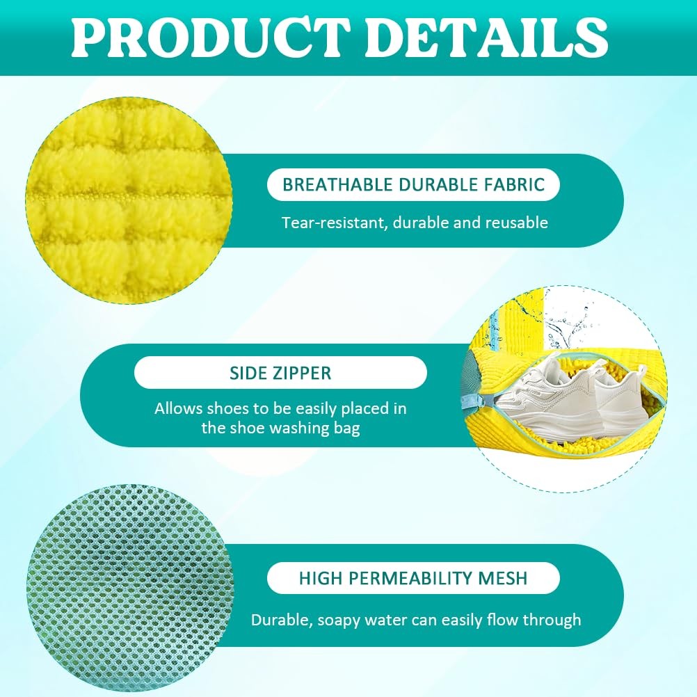 Shoe Washing Machine Bag 2 Pack, 360°Deep Clean 12.8 liters, Yellow 2pcs