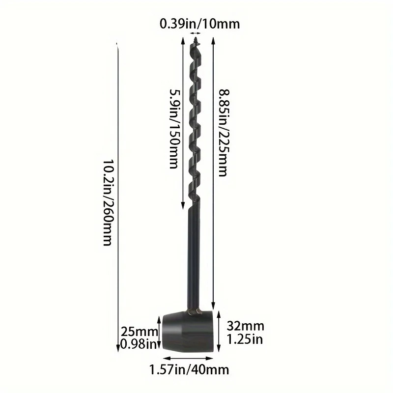 Outdoor survival manual drill bit woodworking extended hand drill black four-edg