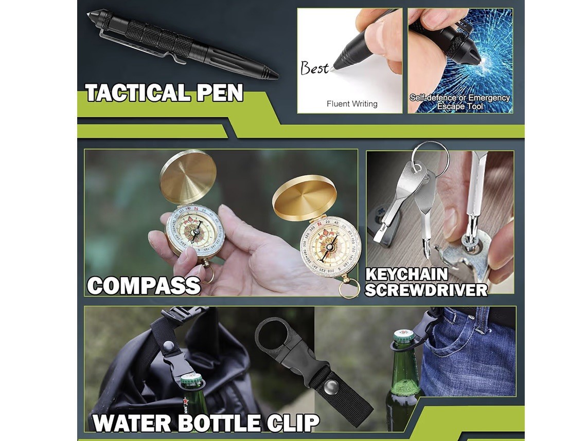 17 in 1 survival kit, survival equipment and supplies for adult men, teenagers