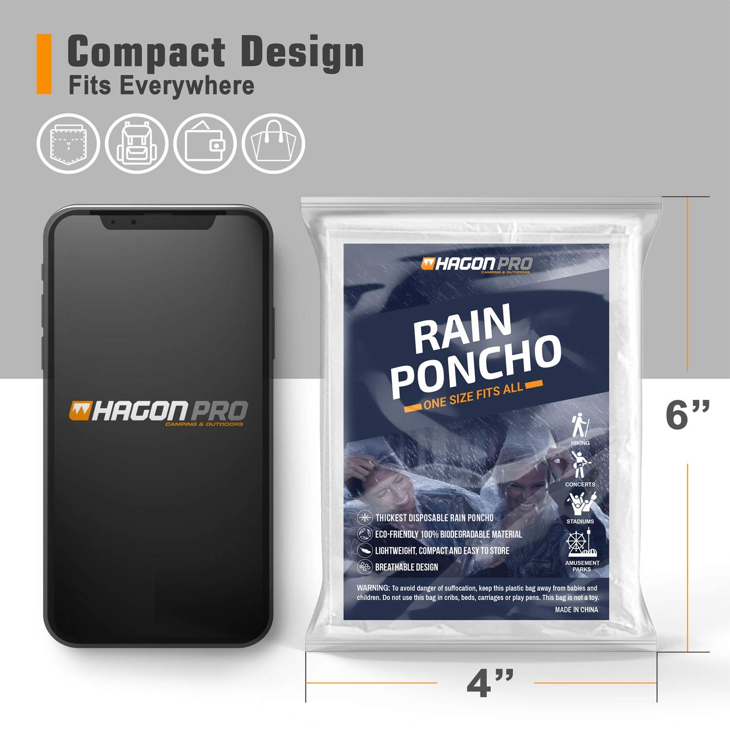 Disposable Rain Ponchos for Adults 5 Pack – Waterproof Emergency Gear
