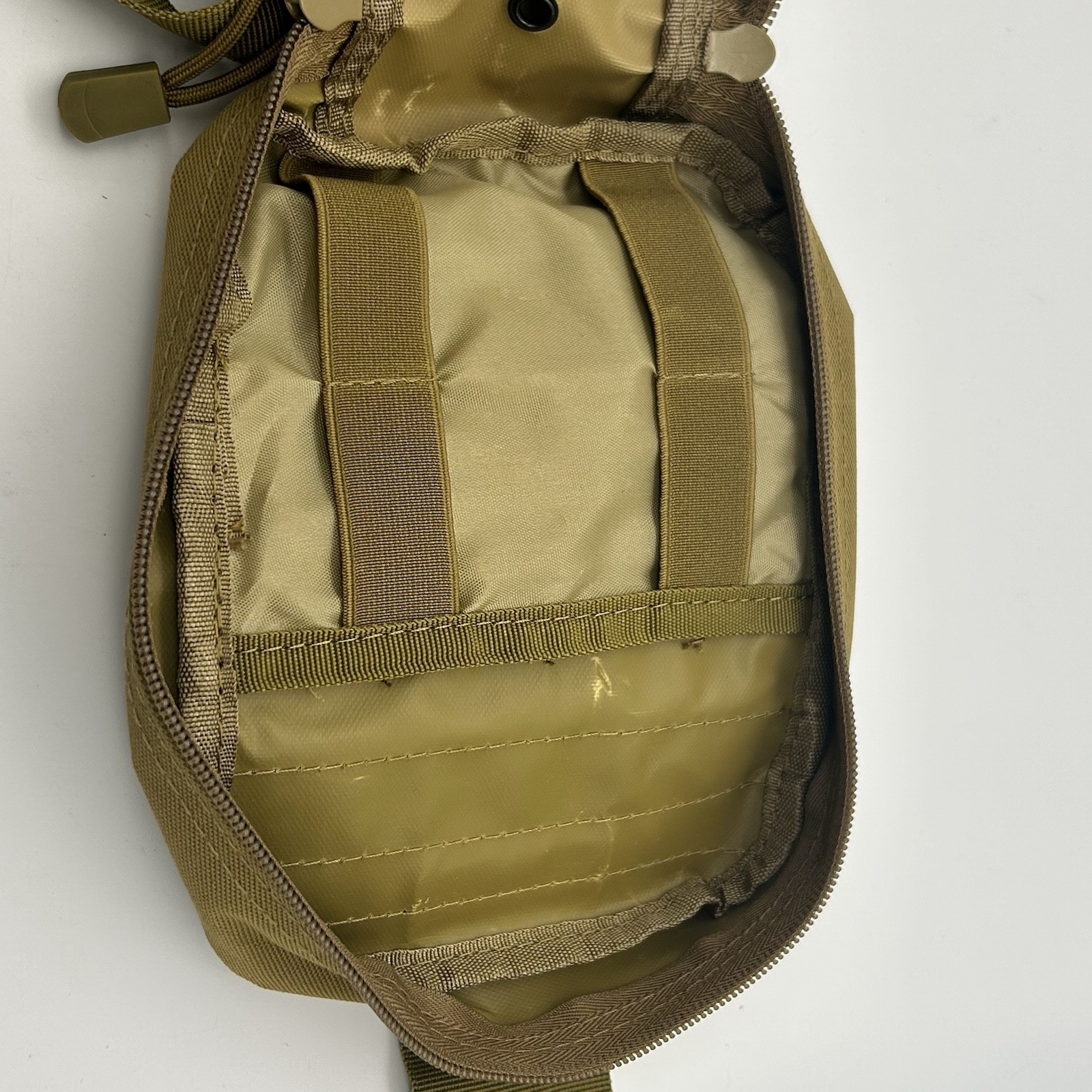 Tactical MOLLE Medical Pouch IFAK Utility Bag Tan Empty w/ Strap Patch USA Flag