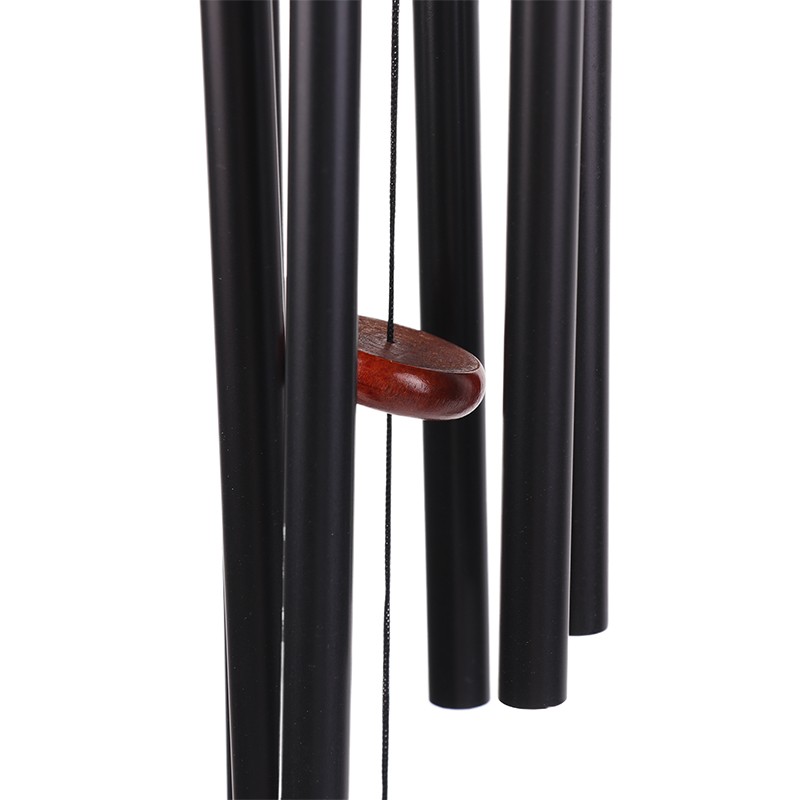 1Pc 6 Tubes Aluminum Pipe Wind Chimes With Hook And Wooden Leaf Hanging Tag
