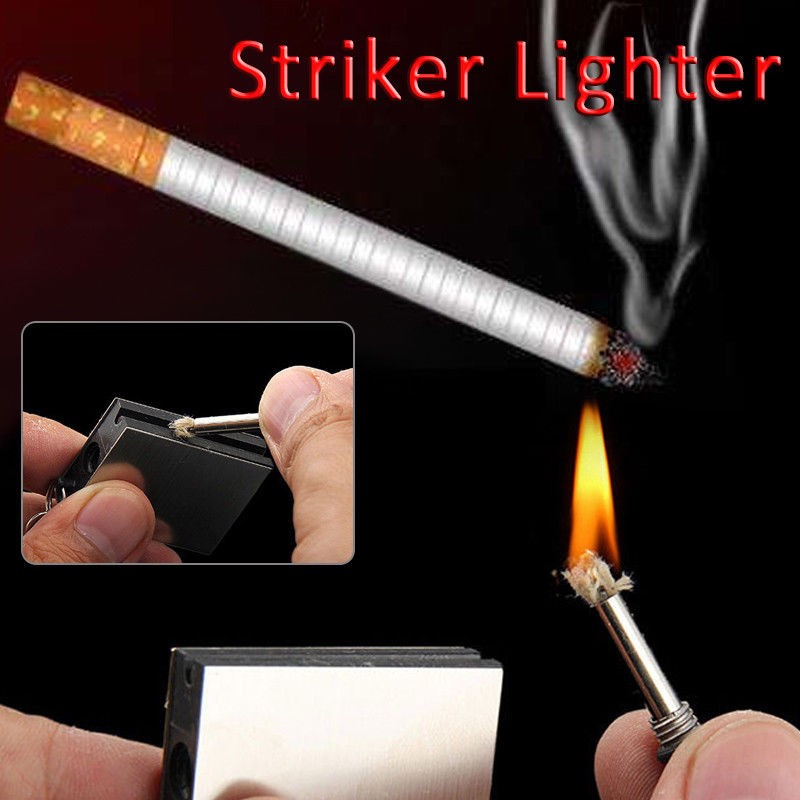 10Pcs Waterproof Fire Starter Metal Lighter Match Keychain Camping Survival Gear