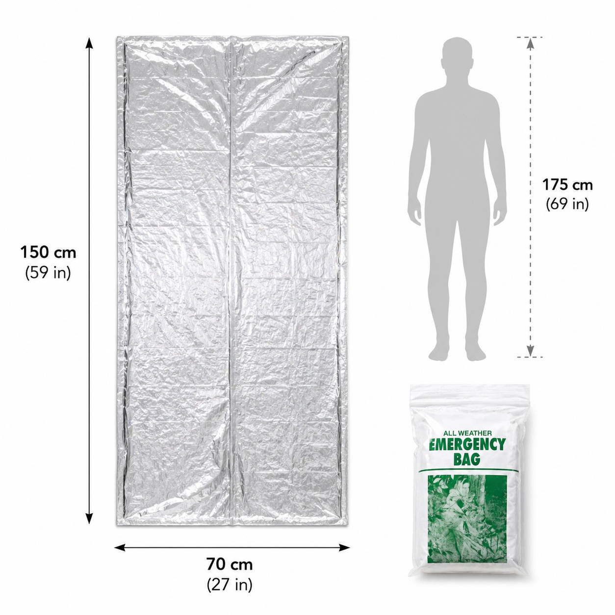 Mylar Emergency Sleeping Bag Thermal Bivy Survival Blanket Bug Out Bag Camping