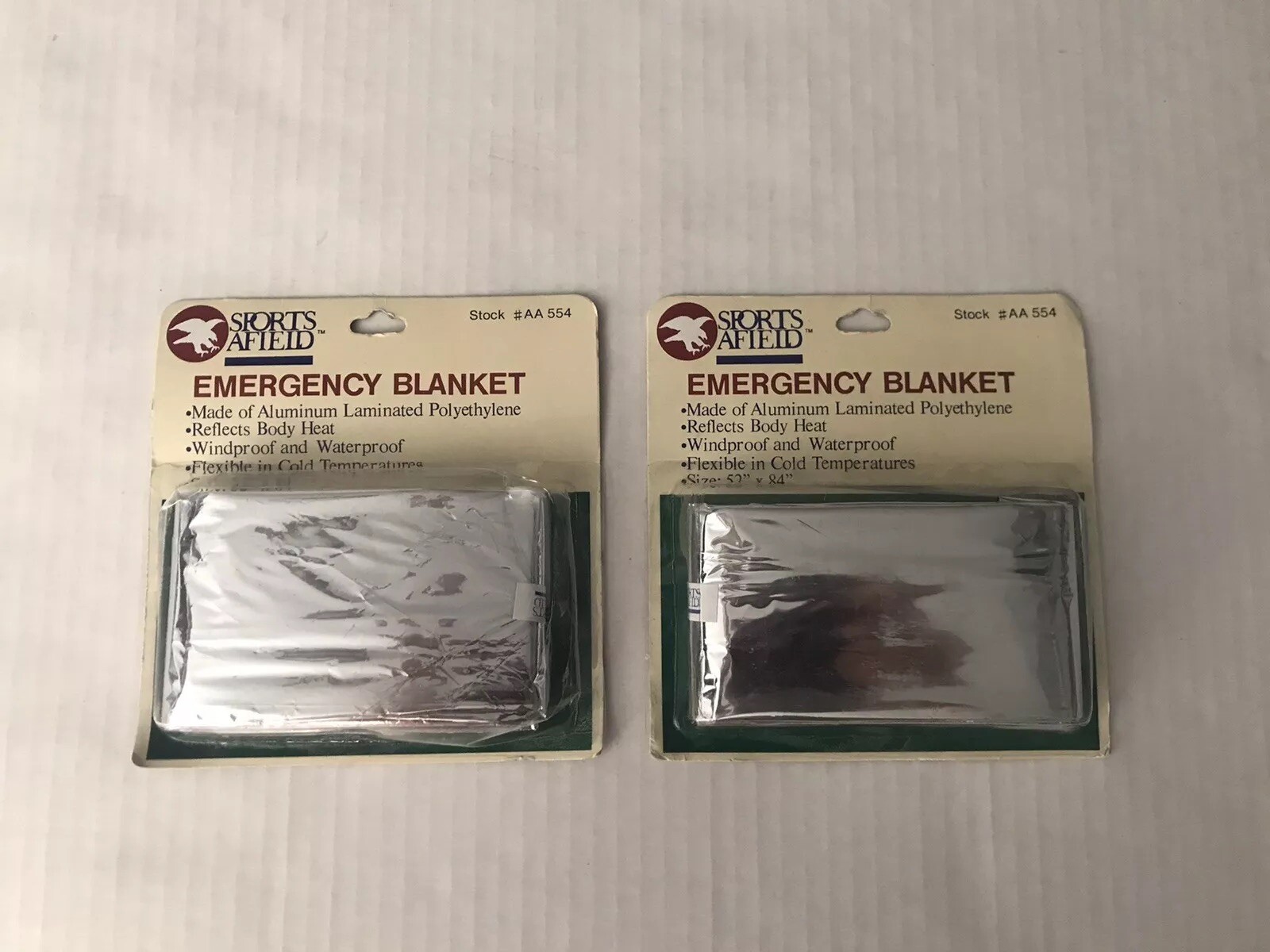 Lot of Two Sports Afield Emergency Blanket Survival Safety Size 52×84 #AA 554