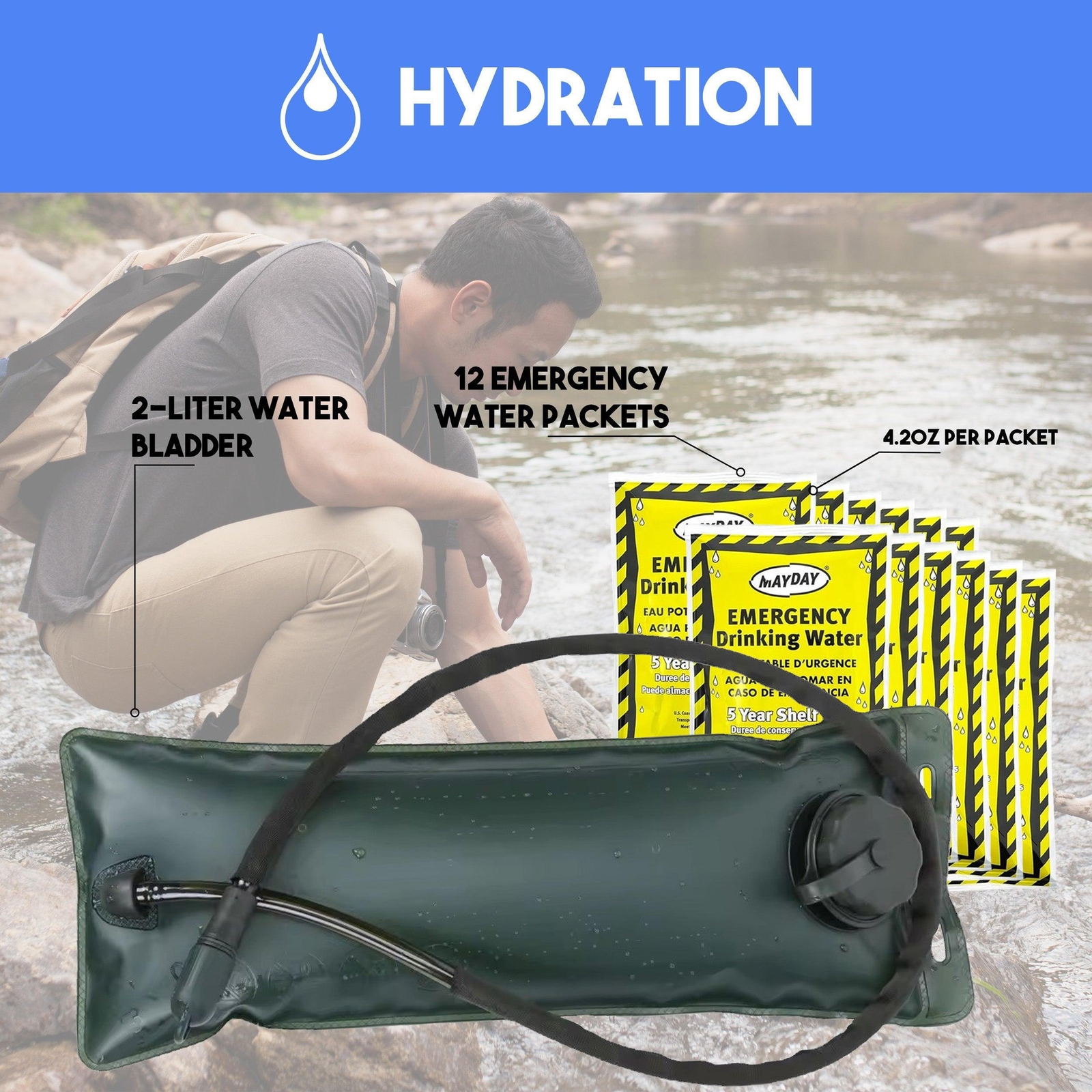 2 Person 72 Hour Essentials Survival Bug Out Bag with Food, Water, and Shelter