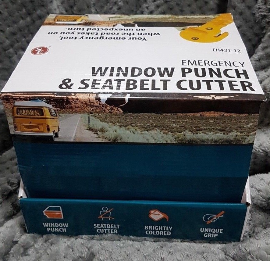 (12 Pack) SE EH431-12 2-in-1 Emergency Seat Belt Cutter with Window Punch / TF