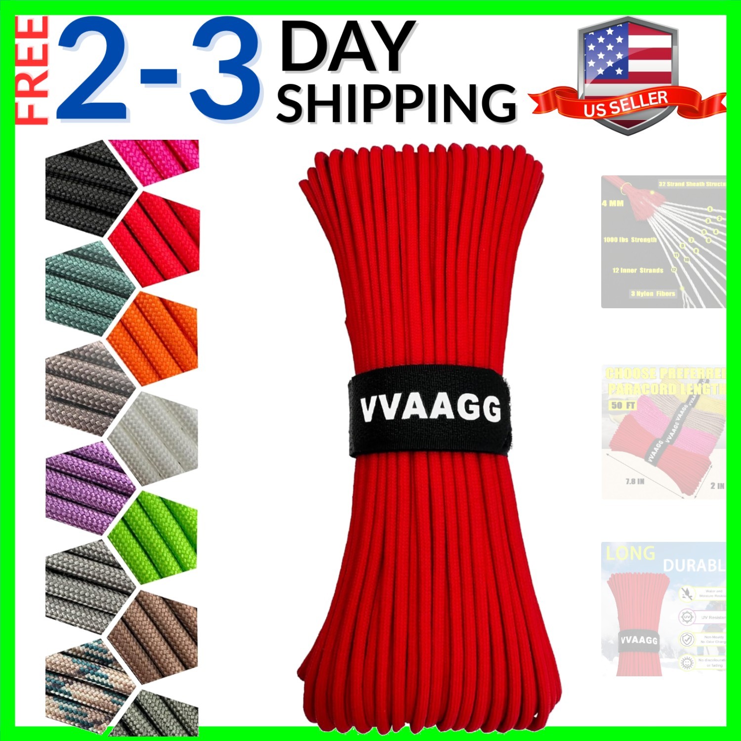 1000 Paracord Rope, 50ft 12 Strand Parachute Cord for Crafting, DIY Projects,…