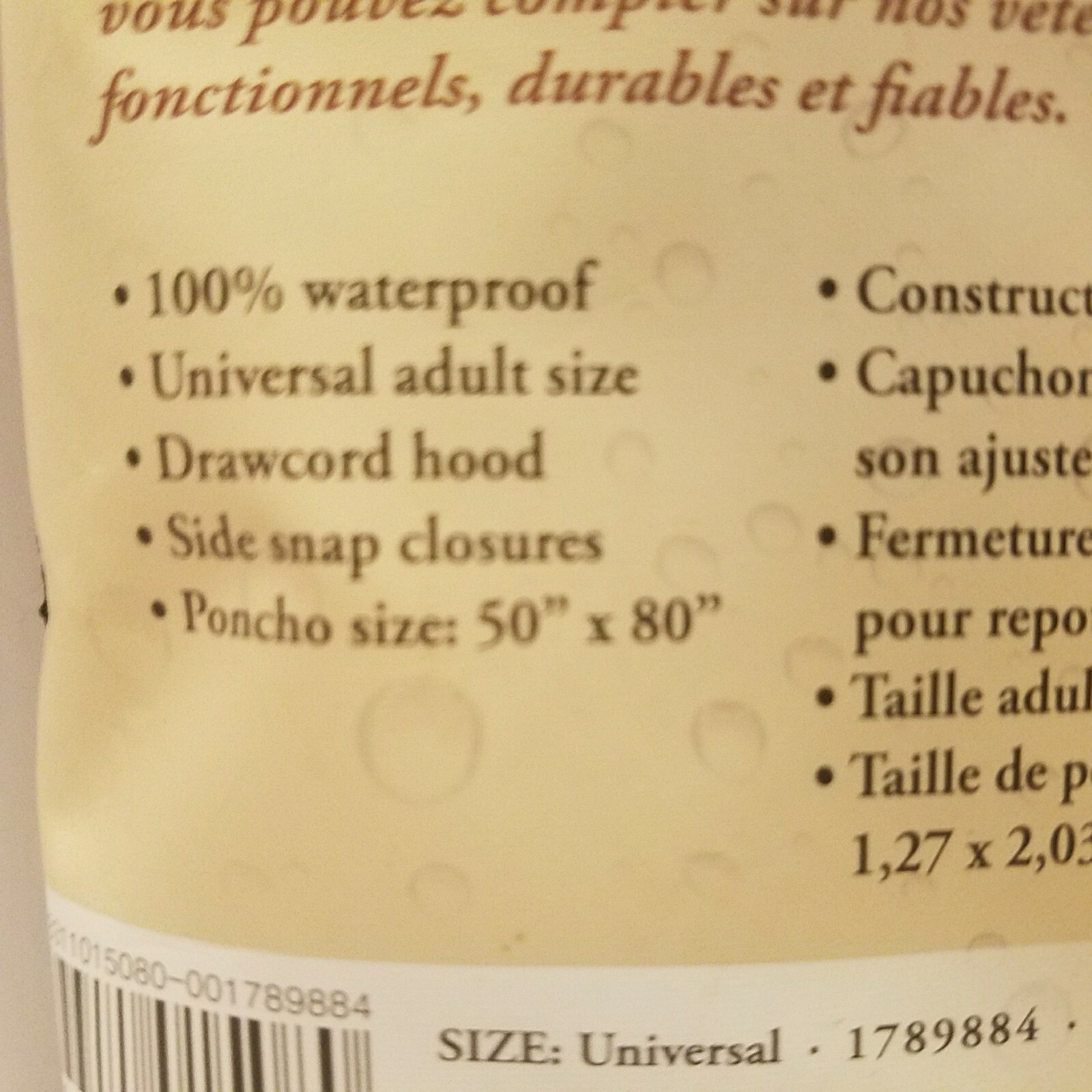 Bass Pro Shops Adult PVC Poncho Waterproof One Size Fits Most 50″x80″ Raincoat