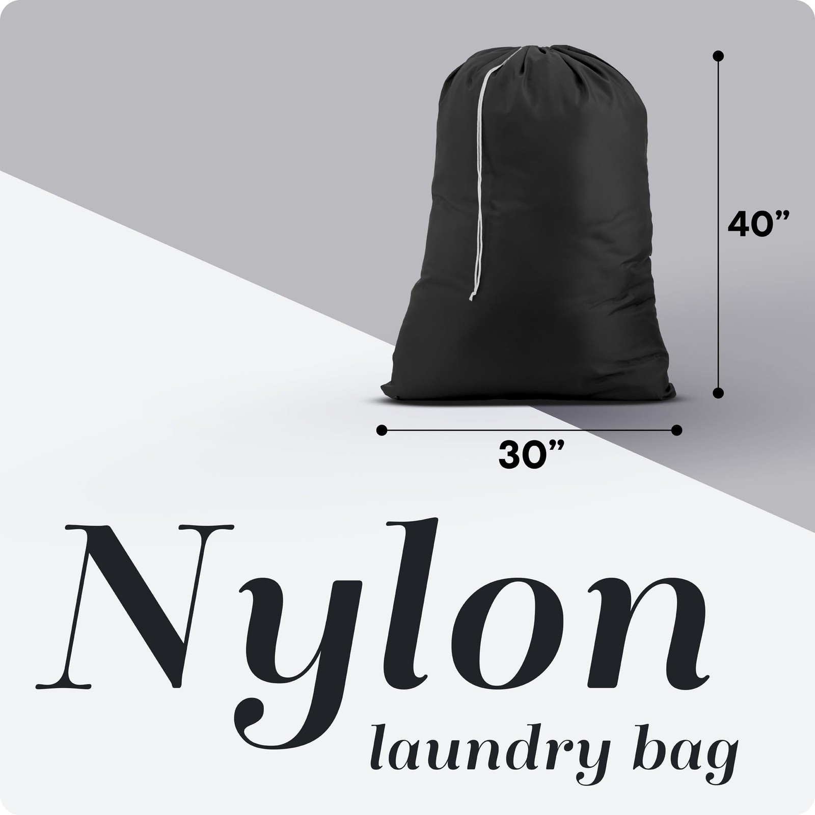 Handy Laundry Nylon XL – Large Capacity with 30″ x 40″ | 2-PACK, Black