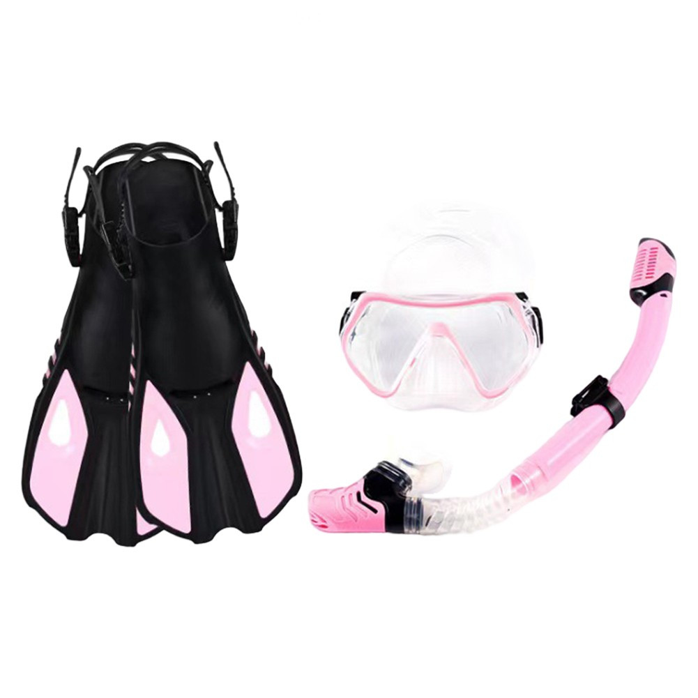 Snorkeling Set: Adjustable Mask, Dry Top Snorkel & Fins for Ultimate Comfort!