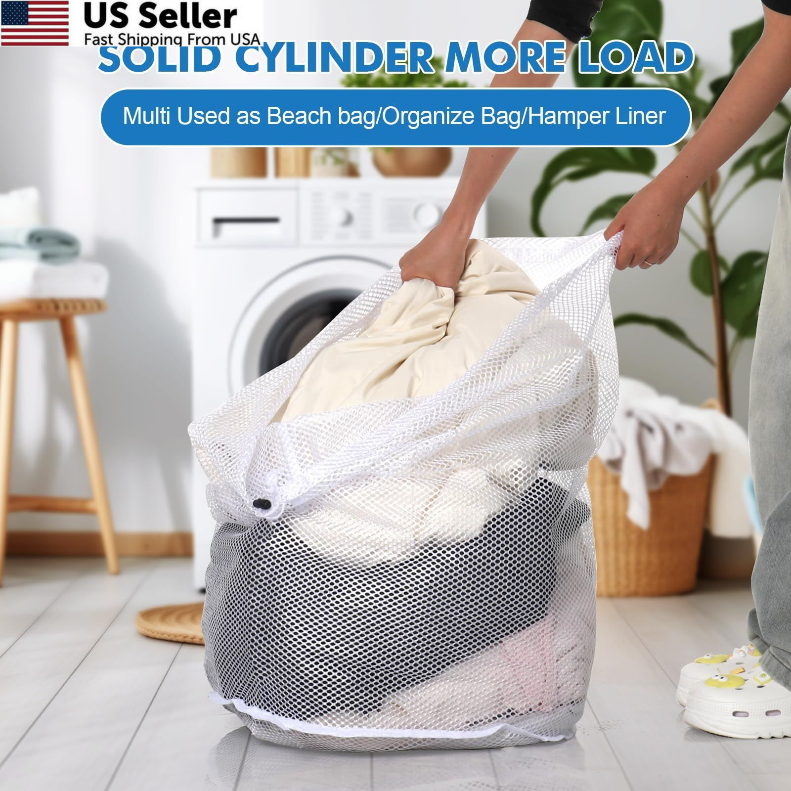 OKAKA 3Pcs Mesh Laundry Bags Washing Machine Wash Jumbo 3 pcs, White
