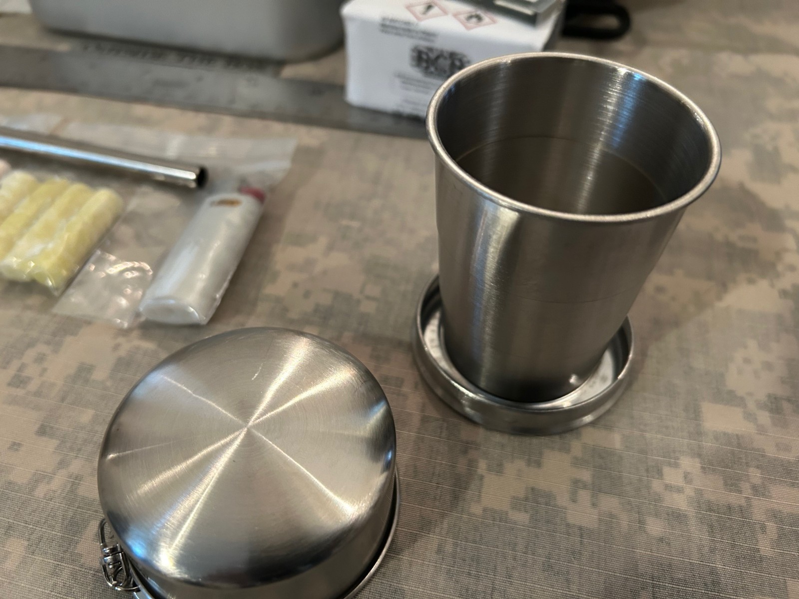 Emergency/Survival: FULLY STOCKED Aluminum Mess/Ration Kit Tin & Nylon Pouch