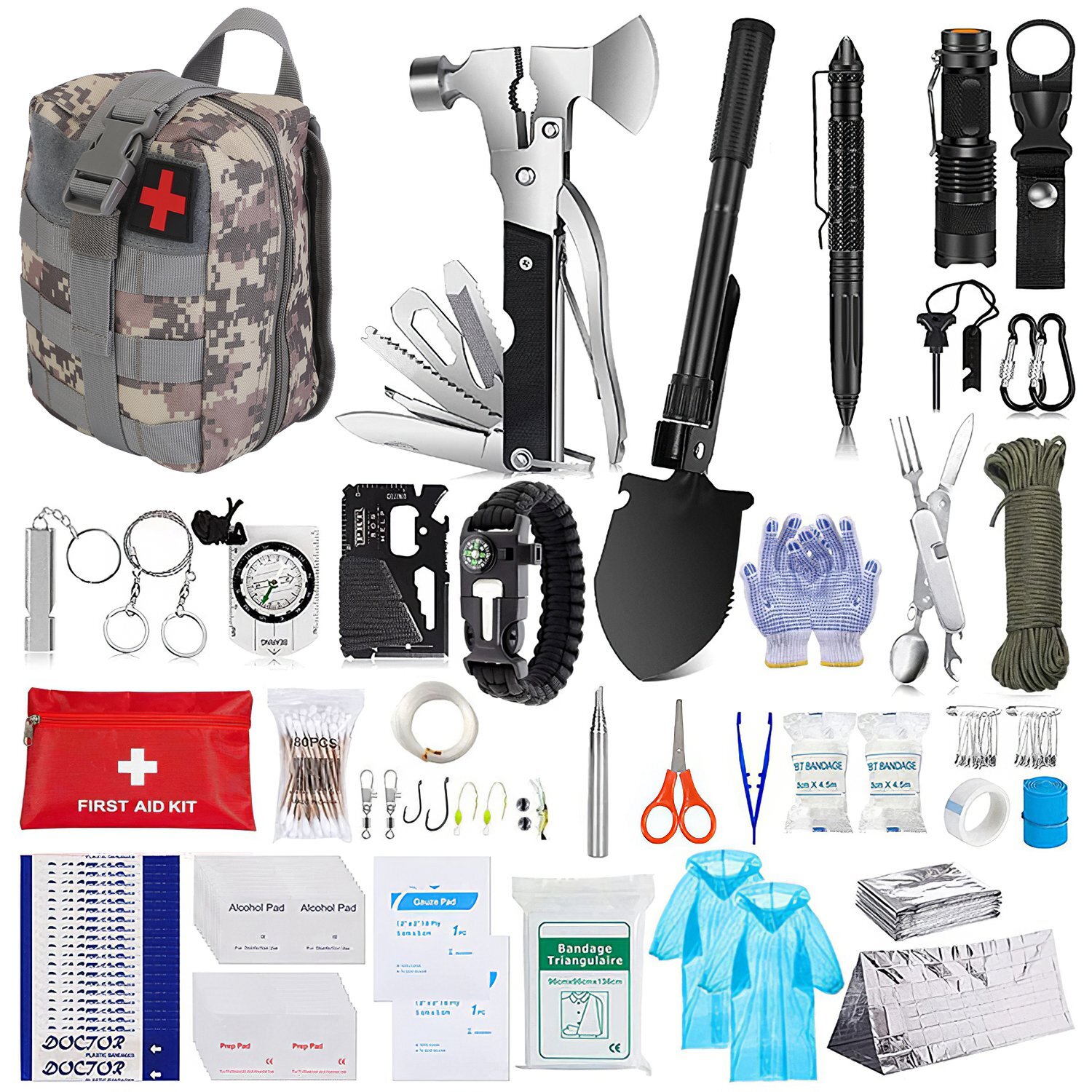 125PCS/set Emergency Survival Kit with Survival Gear tool first aid for Backpack