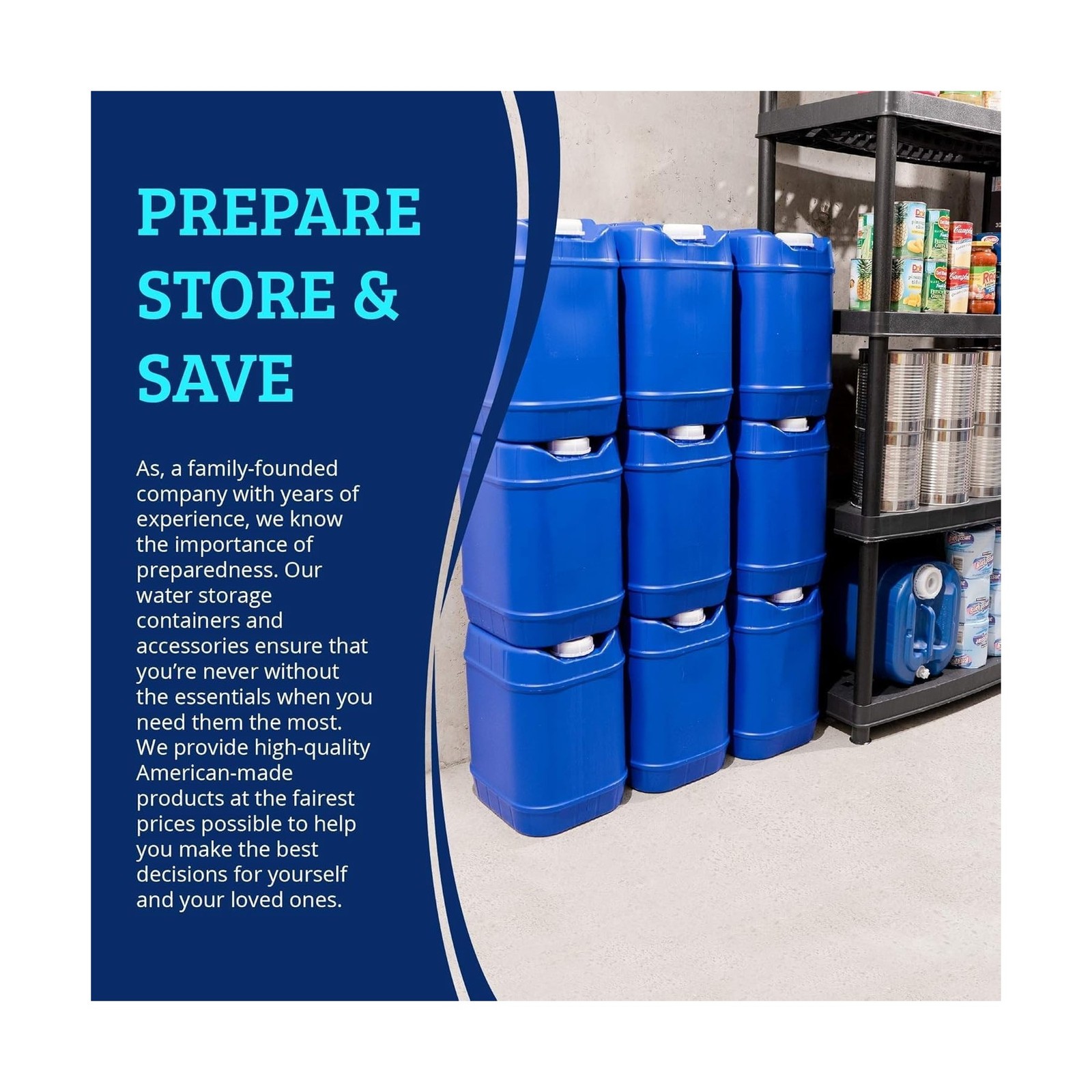 5-Gallon Stackable Water Storage Containers, Emergency Water Storage for Camp…
