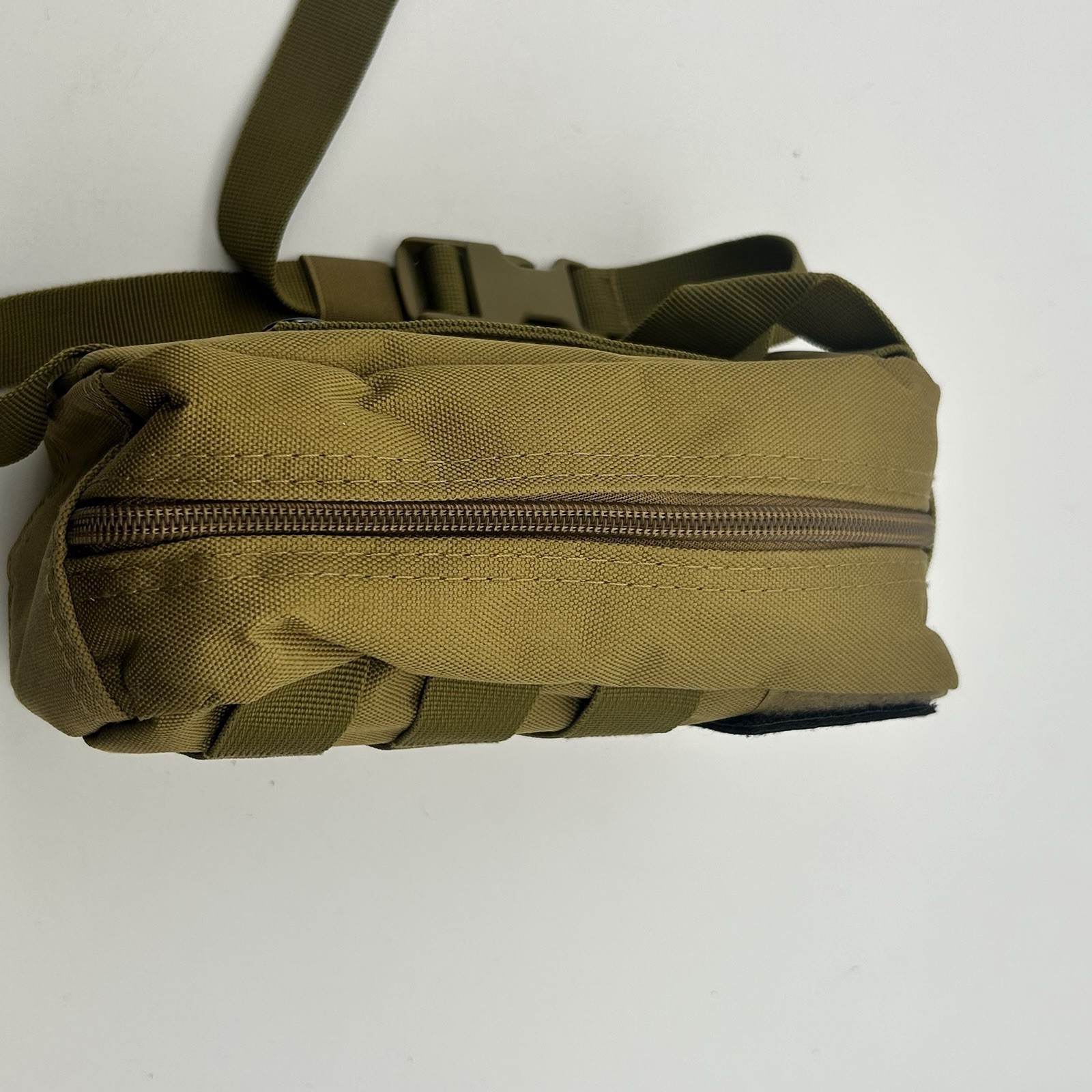Tactical MOLLE Medical Pouch IFAK Utility Bag Tan Empty w/ Strap Patch USA Flag