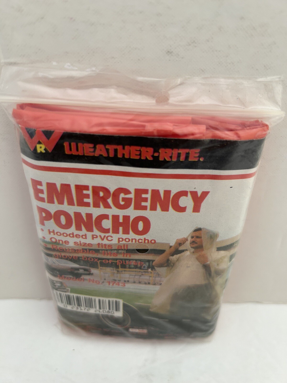 Weather-Rite Emergency Red Poncho Model No. 1743
