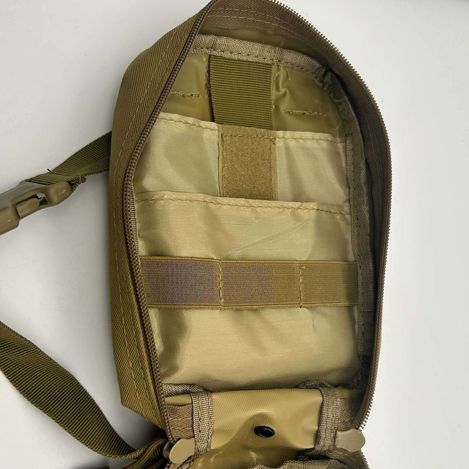 Tactical MOLLE Medical Pouch IFAK Utility Bag Tan Empty w/ Strap Patch USA Flag
