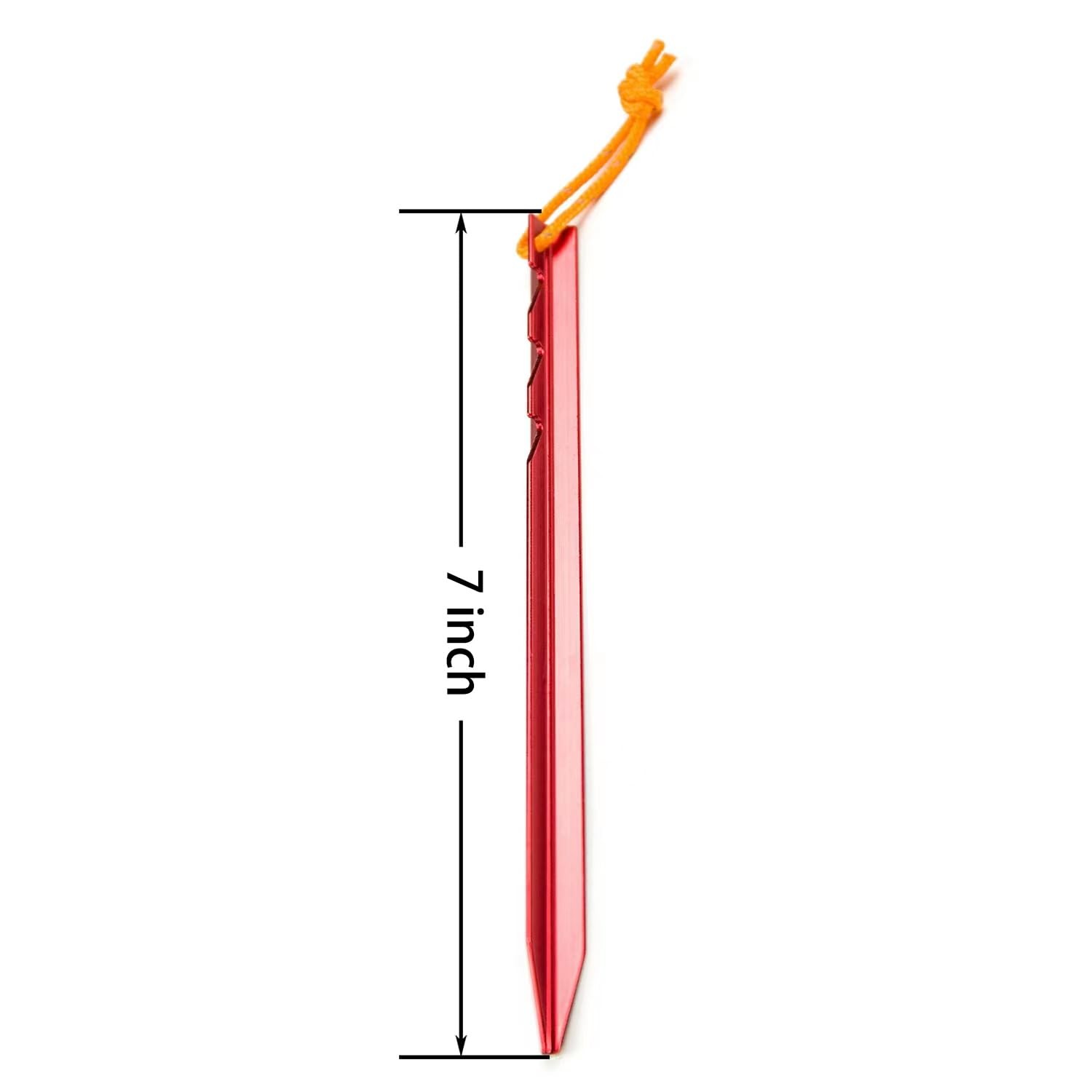 Aluminum Alloy Tent Stakes Pegs, 12-Pack Ground Pegs with Red