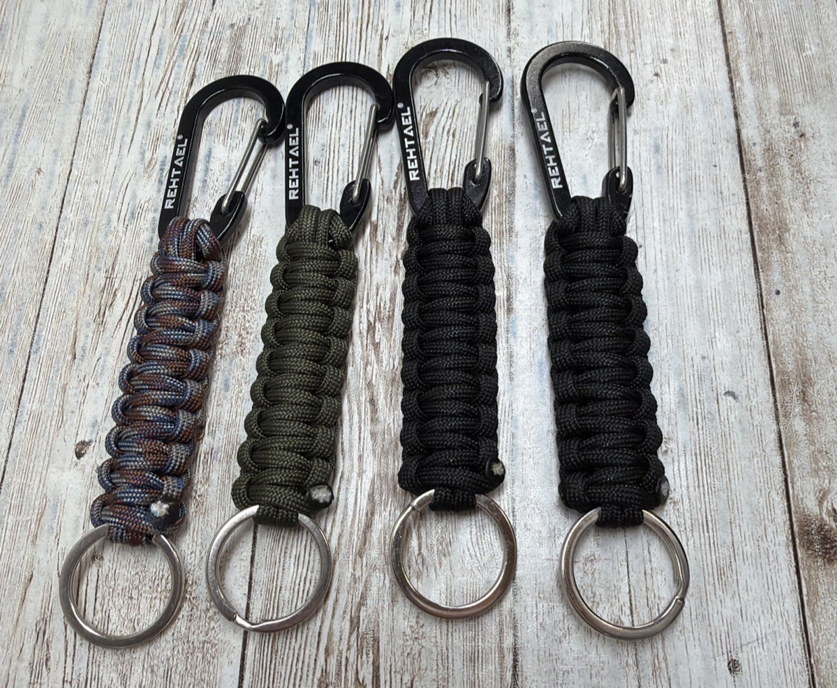 REHTAEL Keychain Paracord Carabiner Military Braided Heavy Duty Key Chain 2 Pack