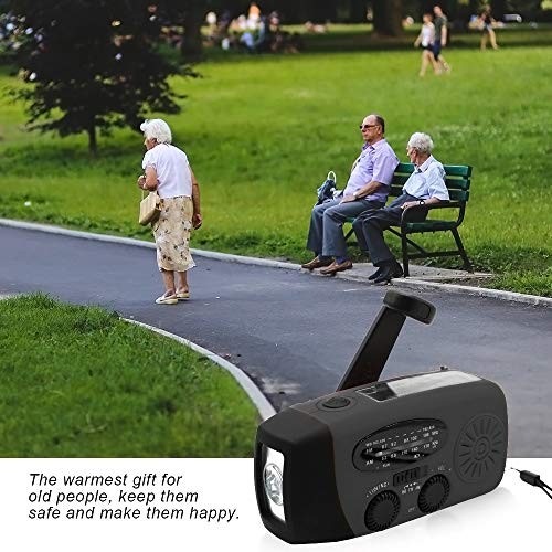 Portable Solar Emergency Weather Radio Hand Crank AM/FM NOAA Survival Black