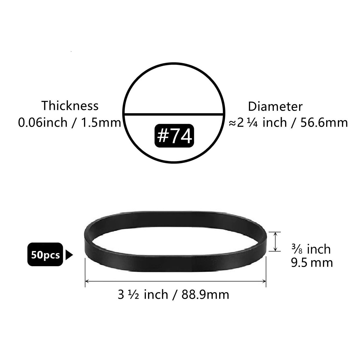 HeavyDuty Black Rubber Bands 3 1/2 x 3/8 Inch UV Heat Cold Resistant for Outdoo