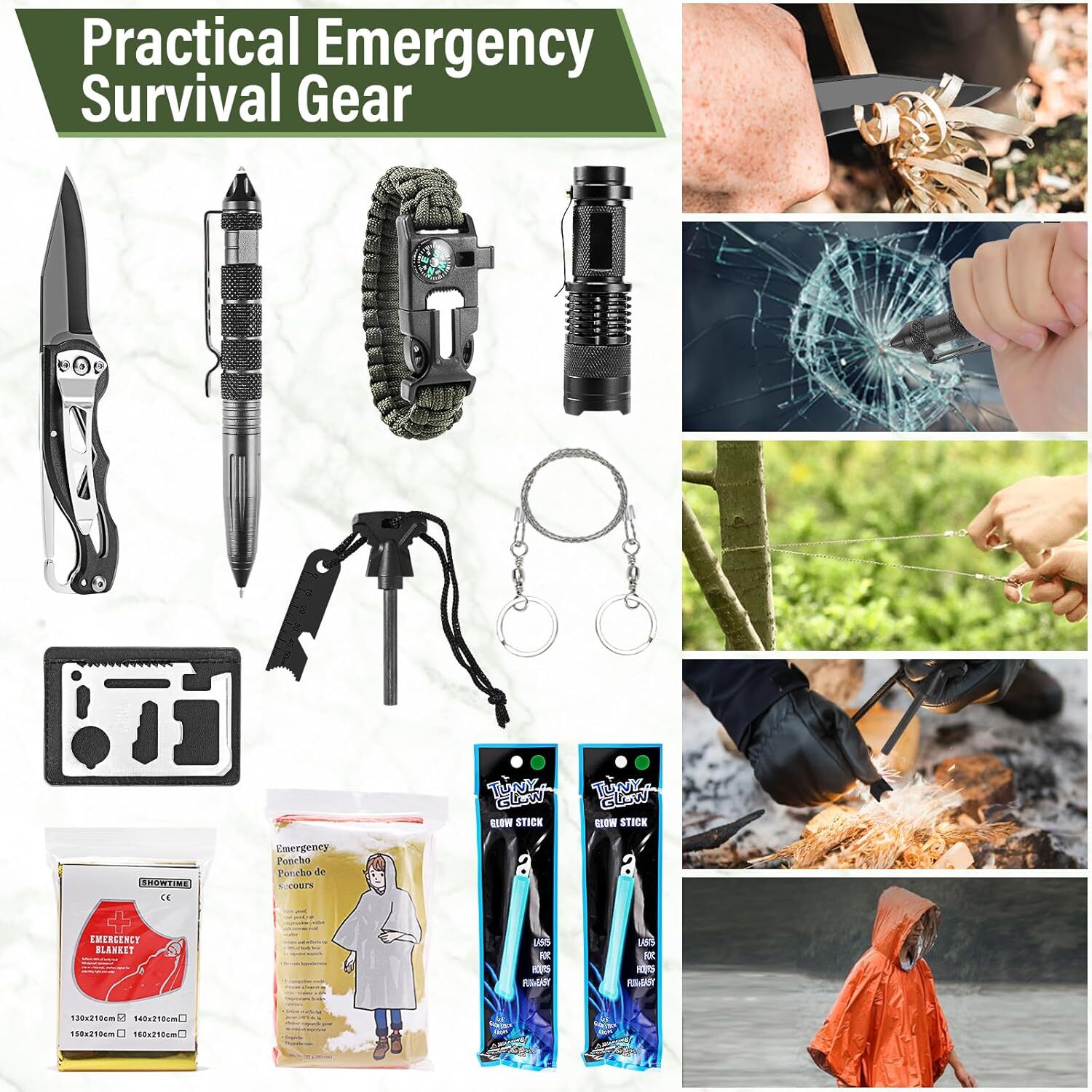 280pcs Emergency Survival Kit with Survival Gear tools first aid backpack GO bag