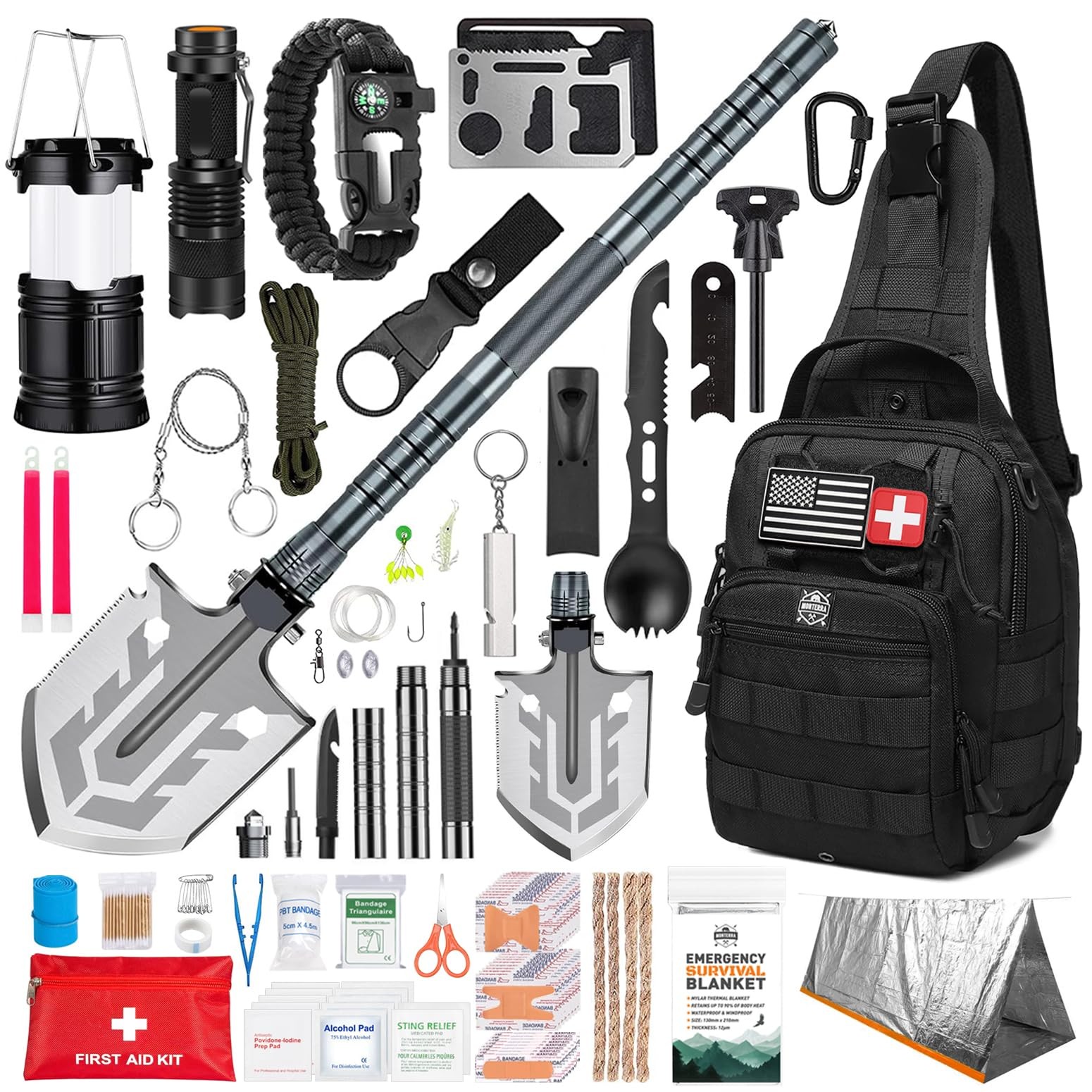 Survival Kit, 250 Pcs, Emergency Gear and Supplies, First Aid, Bug Out Go Bag…