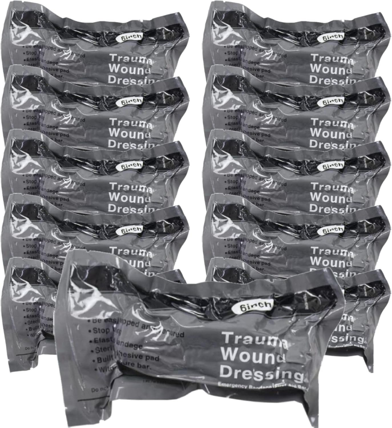 Portable 6 Inch Israeli Bandages – 10 Pack Trauma Wound Seal for Outdoor Use