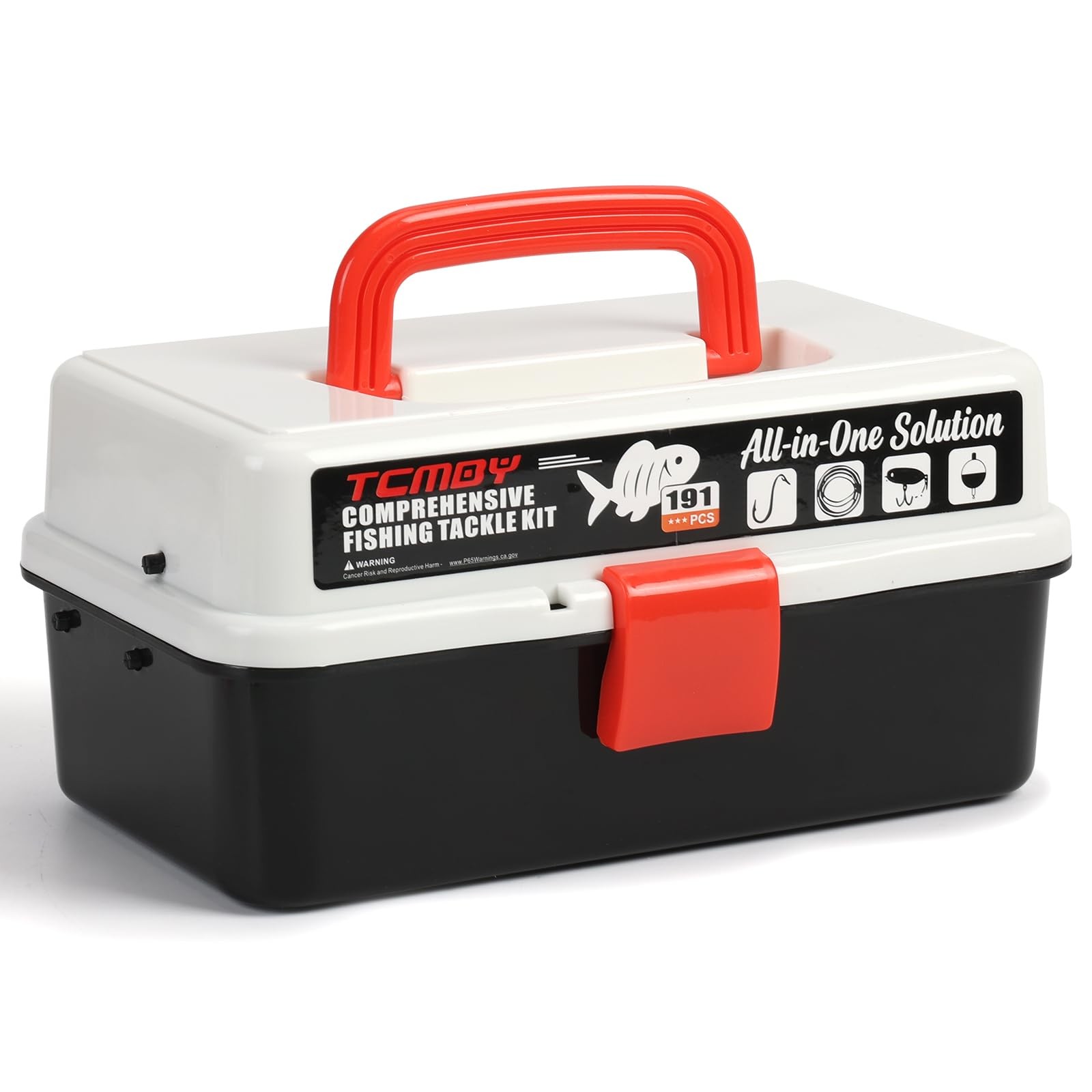 TCMBY 3 Layers Tackle Box with Included, 11×5.5×5.1 inches, Black