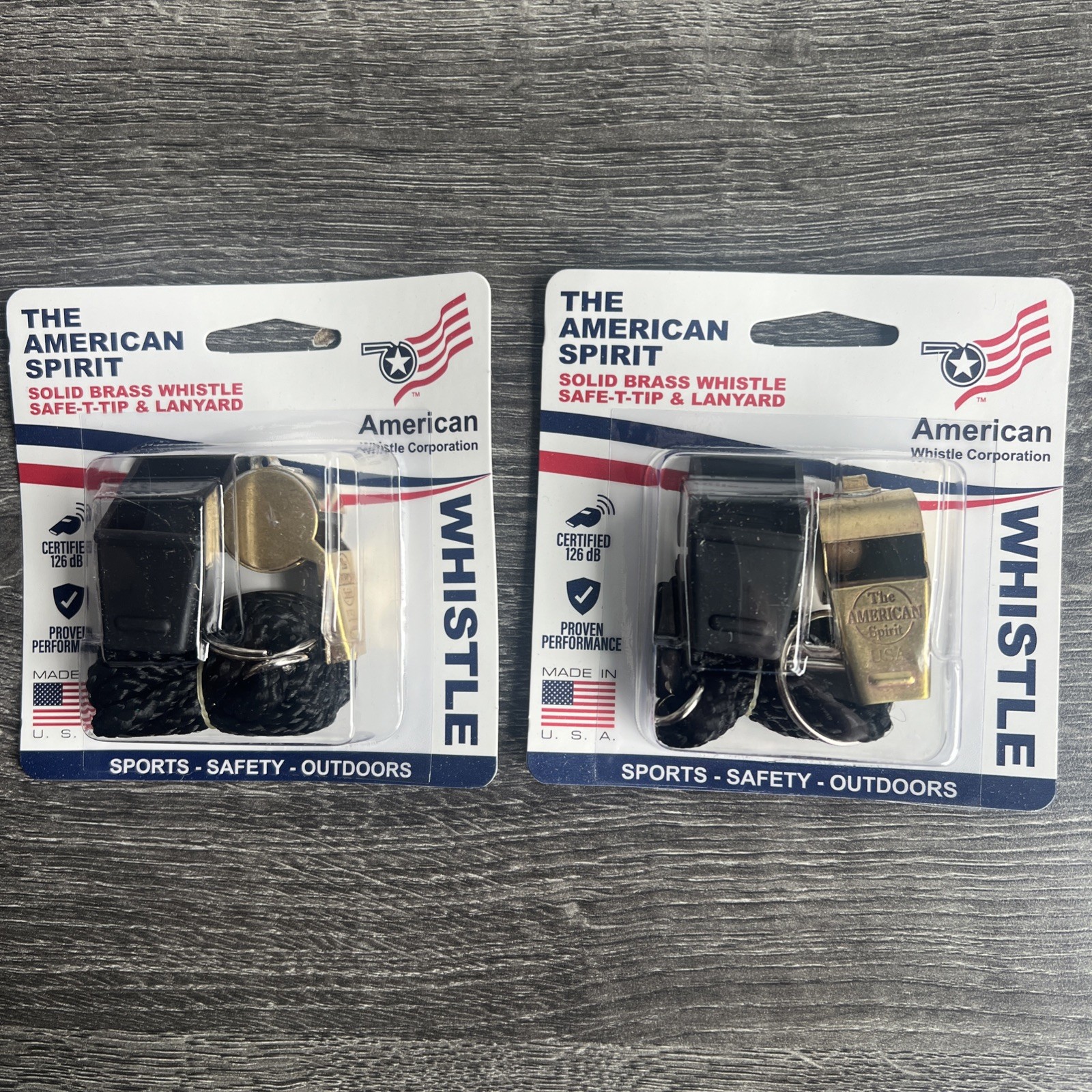 2 New AMERICAN SPIRIT SPORTS WHISTLE SOLID BRASS,NICKEL Made in the America