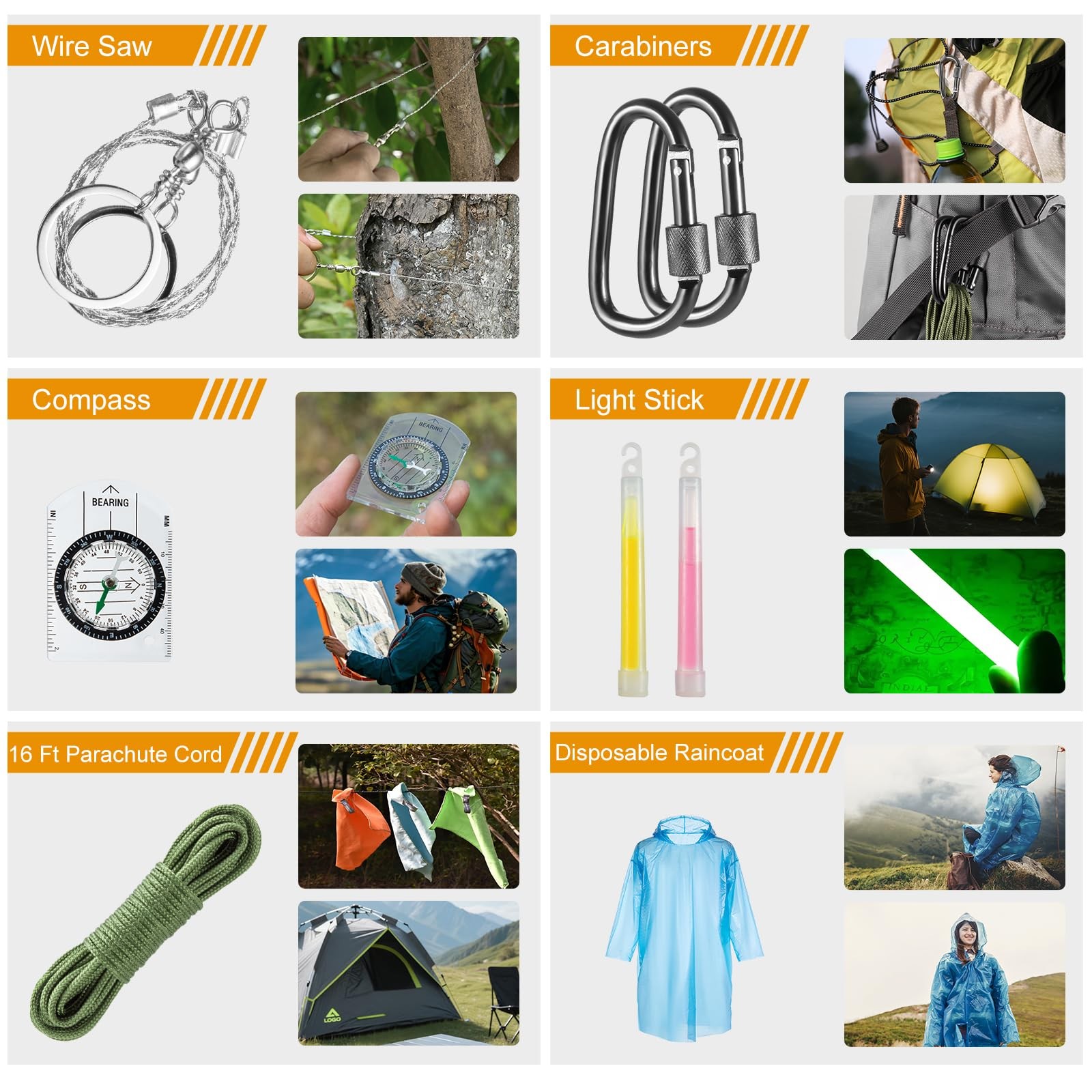 Survival Kit,360 Pcs Bug Out Bag with First Aid Kit.Camping Axe, Survival Sho…