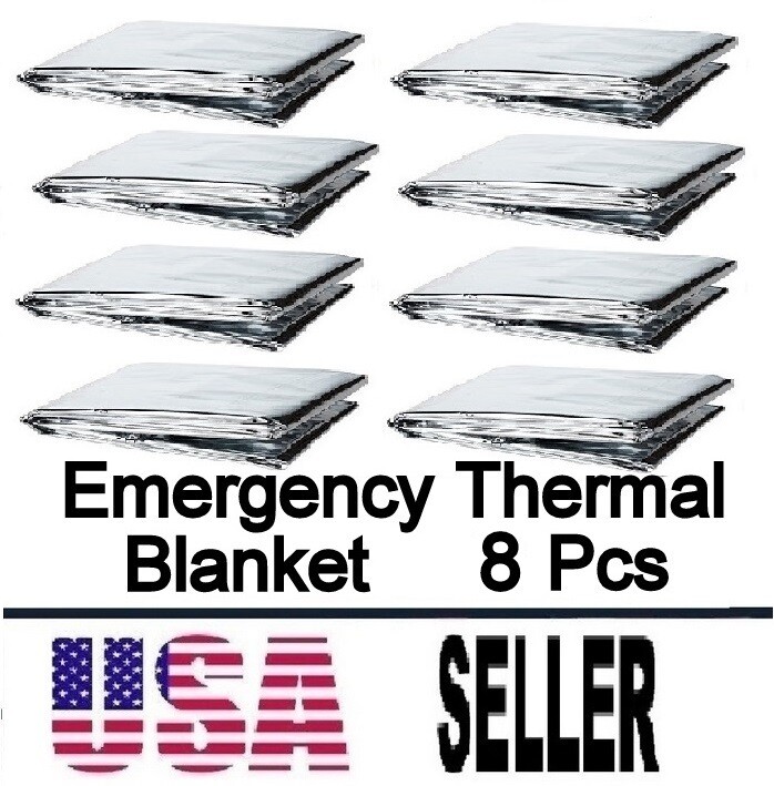 8 Pcs Medical Emergency Thermal Blanket Mylar Trauma Military Survival Silver