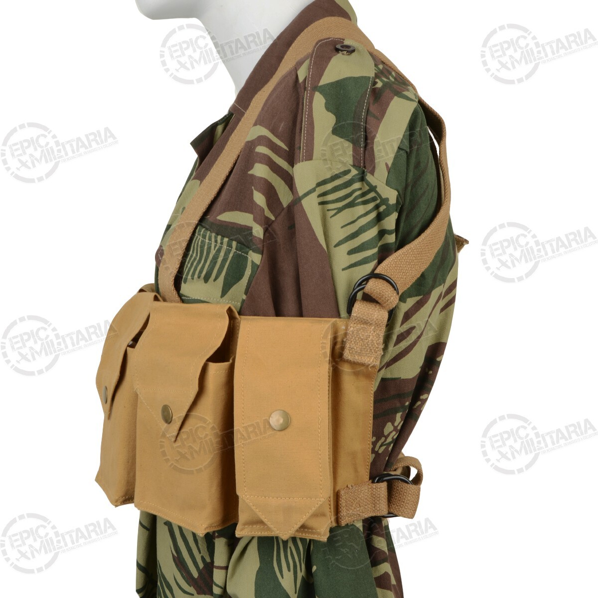 Repro Military Style Rhodesian Chest Rig- EXTRA POUCHES- Webbing-Airsoft- Tan
