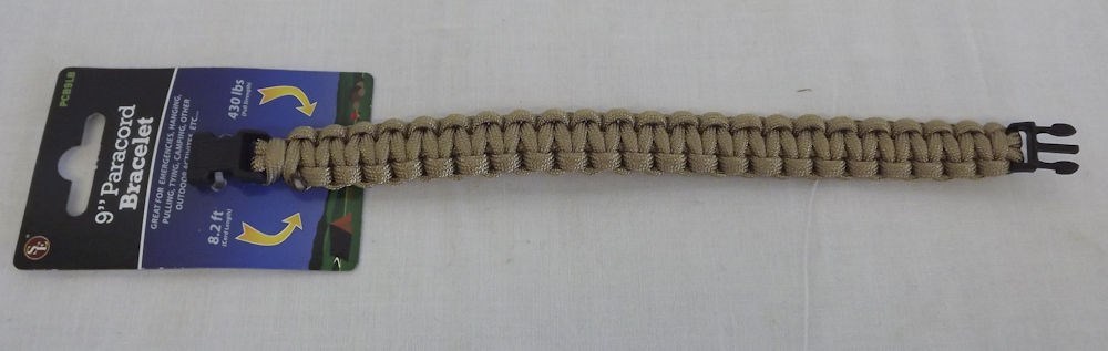 New Paracord Survival LIGHT BROWN Bracelet 9″ Medium Wrist 7 Strands 430 Lbs