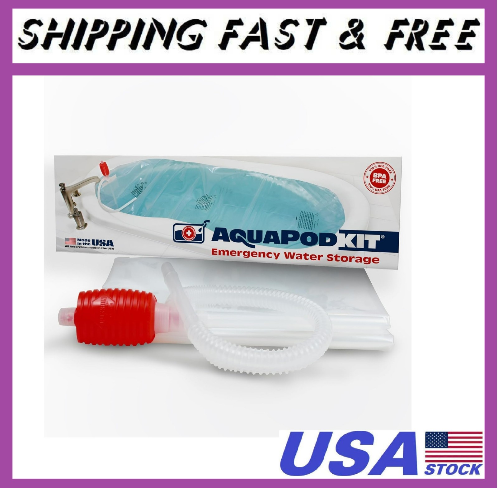 Made in USA – Emergency Bathtub Water Storage Bladder 65-100 Gallon Capacity