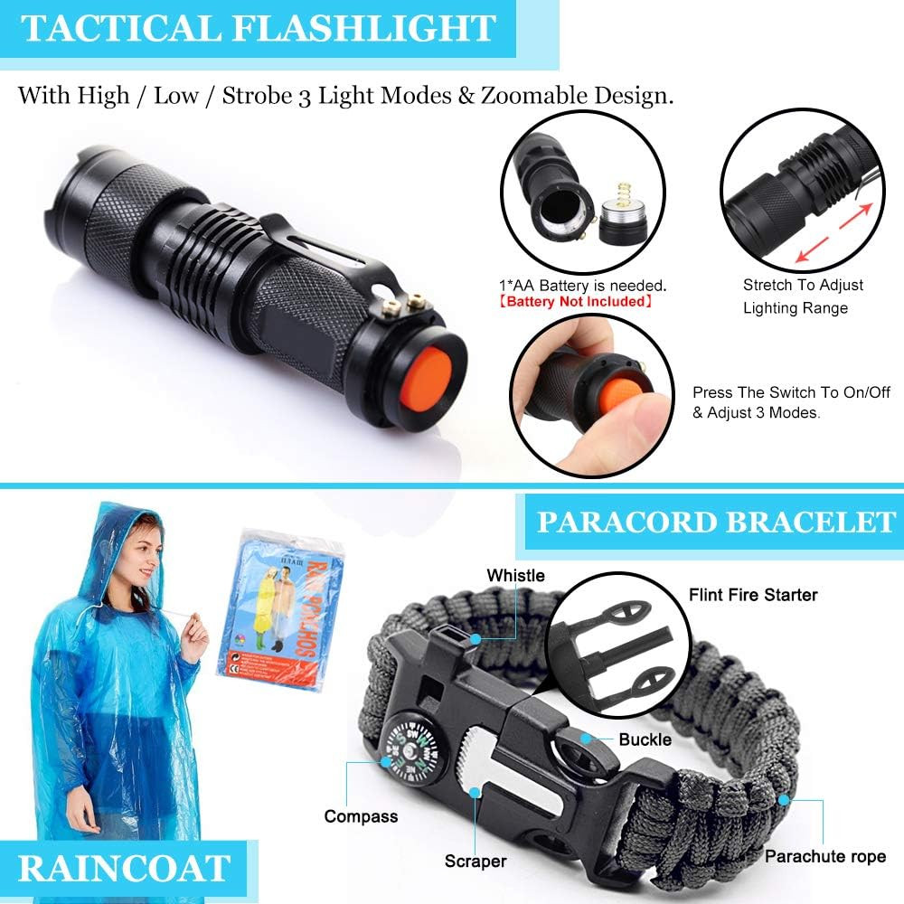 Survival Kit Outdoor Emergency Gear Kit for Camping Hiking Travelling or Adventu