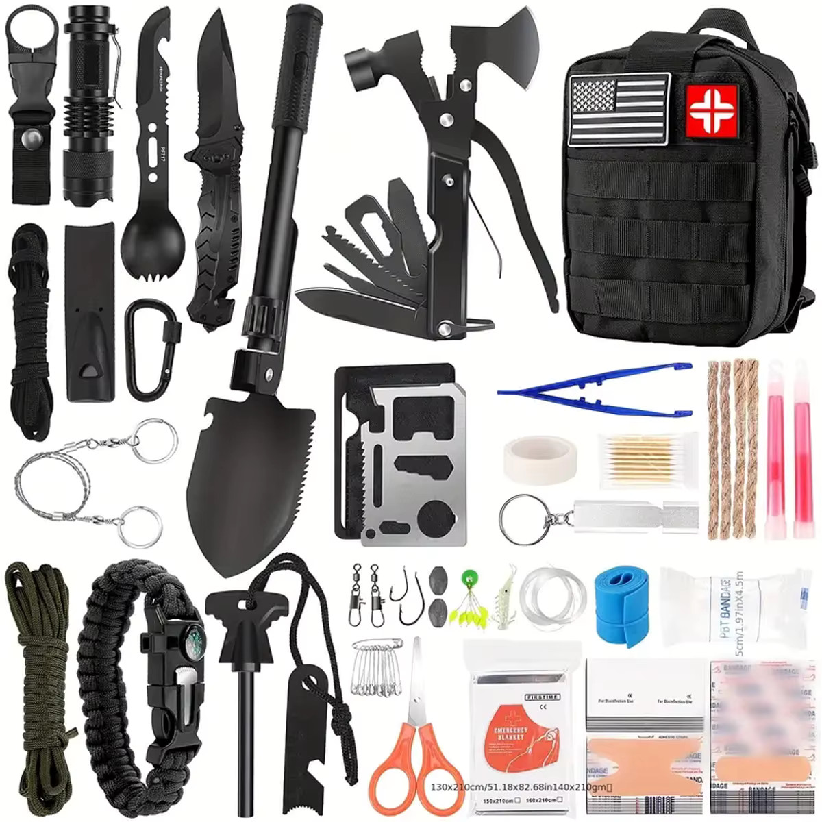 142PCS Survival First Aid Kit Outdoor Camping Hiking Tactical Emergency Gear