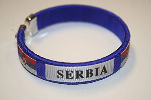 Serbia Blue Country Flag Flexible Adult C Bracelet Wristband … 2.5 Inches in D