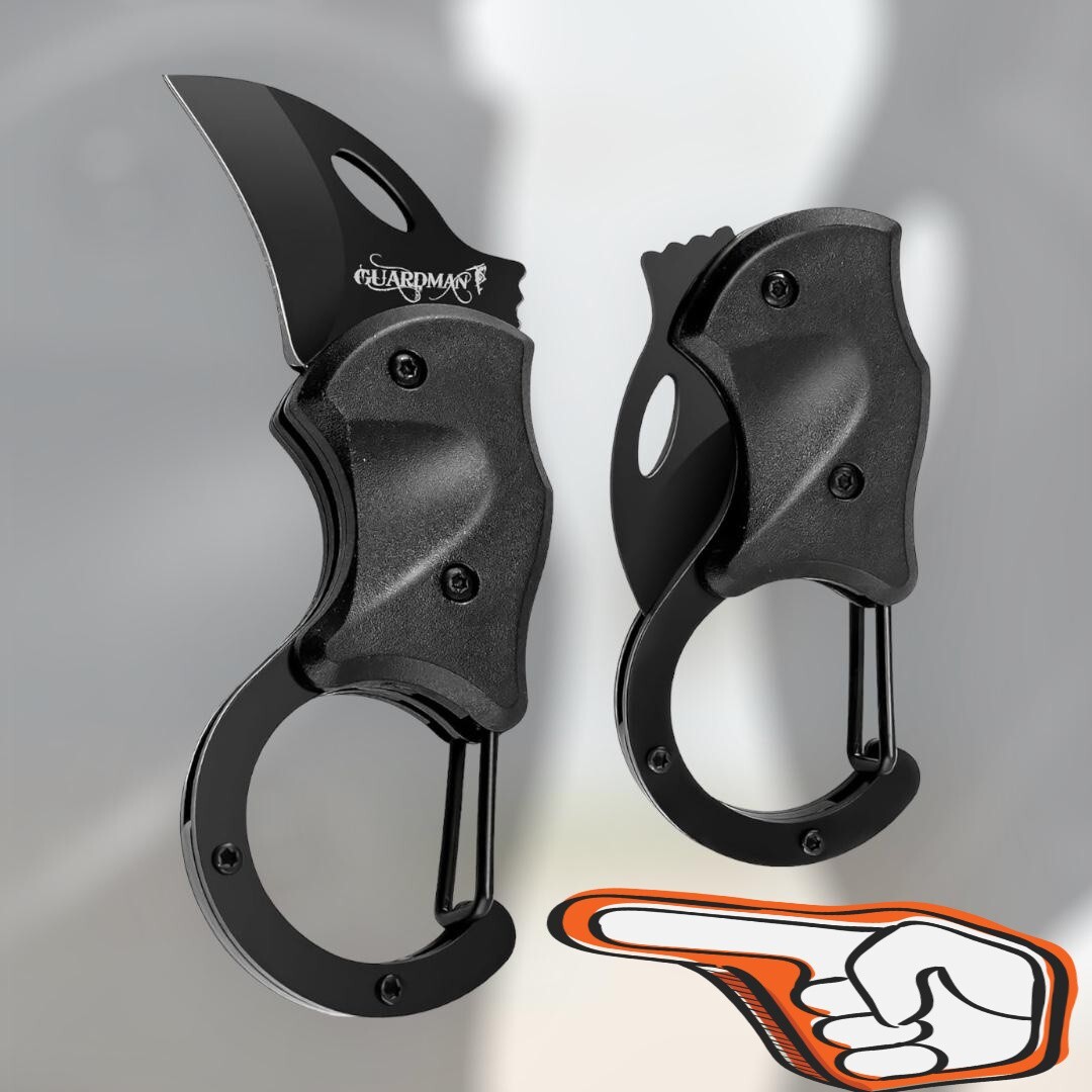 Small Pocket Carabiner Knife, Foldable Survival Karambit Mini Sharp Blade Clip