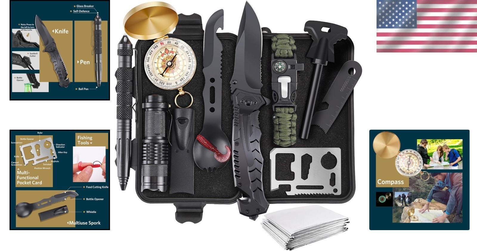 Compact Waterproof Survival Gear Kit – Perfect Unique Gifts for Men Outdoors